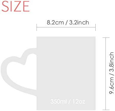 Diagram showing the dimensions of the mug: 9.6cm height, 8.2cm diameter, and 350ml capacity.