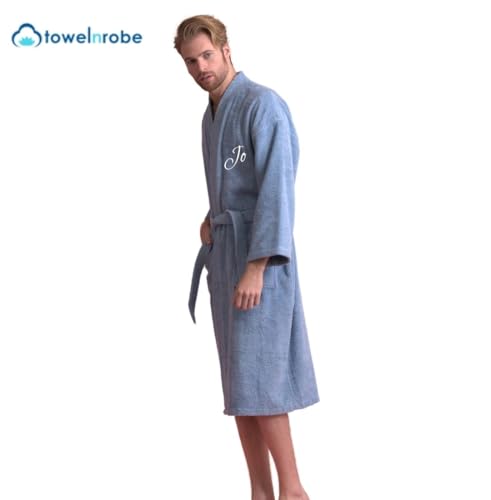 TOWELNROBEMen's Robe, Turkish Terry Bathrobe, Cotton Kimono Spa Bathrobe4