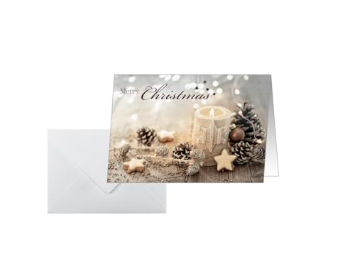 Cartes de Noël A6 avec enveloppes motif bougie beige SIGEL DS098 lot de 25
