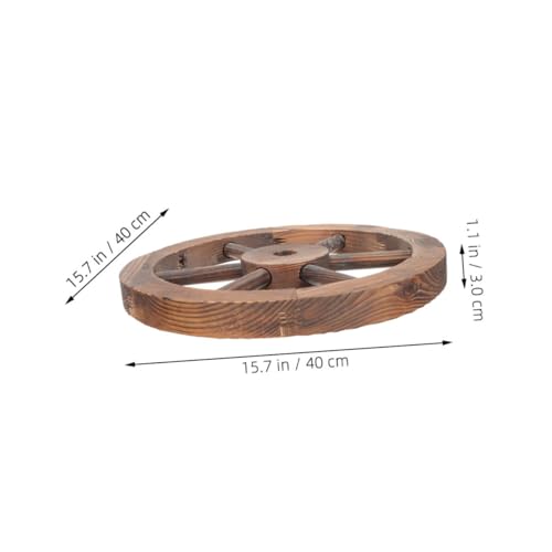 Roue de charrue en bois de 40 cm objet déco rustique mural - 3