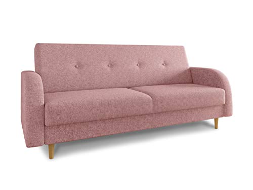 Schlafsofa Kelso - klick-Klack Sofa mit Bettkasten und Schlaffunktion, Bettsofa, Schlafcouch mit Holzfüße, Couch vom Hersteller, Couchgarnitur (Pink (Twist 16))