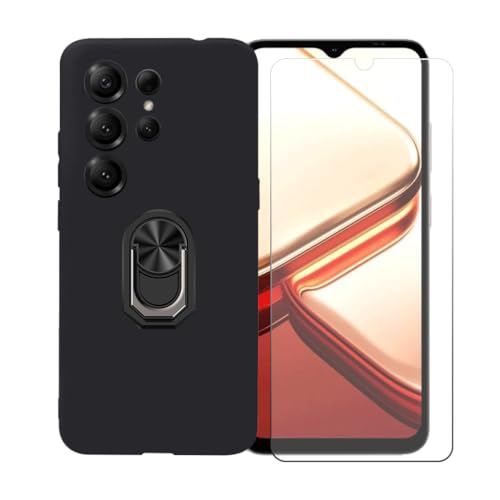 CongJiaLingXi �P�[�X �̂��߂� Doogee Note 56X Pro (6.56") �����O�T�|�[�g+ �����K���X�X�N���[���v���e�N�^�[�A�_��ȃV���R�[���V�F���o���p�[TPU�ی�J�o�[�������,�u���b�N