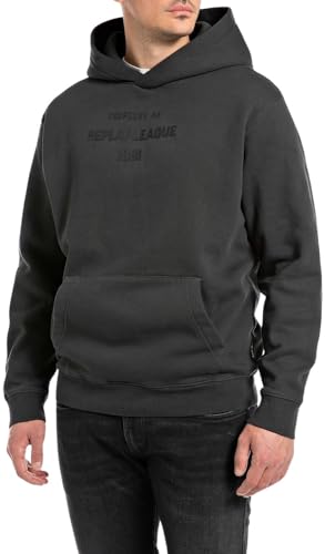 Replay Men's Relaxed Fit Hoodie, 099 Blackboard, XXL