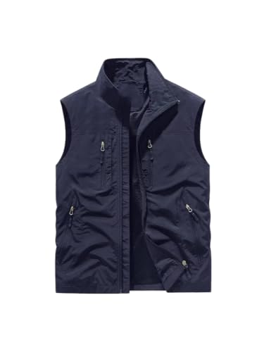 Chaleco de pesca para hombre reversible con multibolsillos para tiempo libre 5