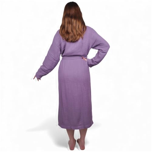 Image of Muslin Bathrobe - Cotton Gauze Robe for Women and Men - Lightweight Breathable Summer Kimono - Boho Spa /Maternity Robe