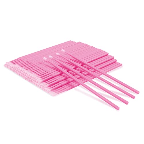 KELYDI 100 piezas Micro aplicadores cepillos, aplicador de pestañas desechable extensión hisopos Micro rímel varitas cepillo para maquillaje de ojos (Rosa) Cover