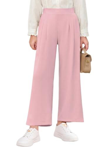 Image of Haloumoning Girls Uniform Pants Kids Wide Leg Dress Pants 5-14 Years