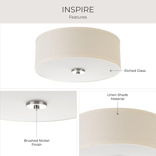 Image of Progress Lighting P3713-09 Inspire Two-Light Flush Mount, Brushed Nickel
