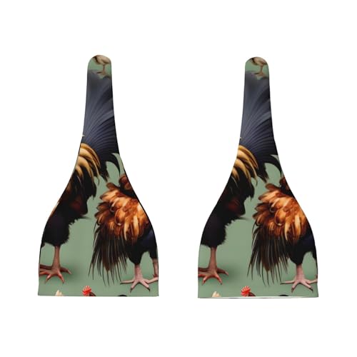 Newborn Baby Hat, Rooster and Chicken Print Soft Top Knot Beanie Cap, Cute Baby Headwear for 0-6 Months Black3