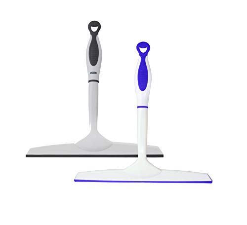 Image of Superio Rubber Squeegee, 2 Pack, Streak Free All Purpose Window Squeegee, Comfort Grip Handle and Hanging Hook (Blue- Grey, 10 Inch- 2 Pack)