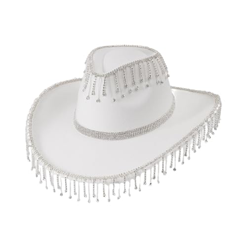 Chapeau de cowboy blanc en strass pour briller lors de vos festivals d'été