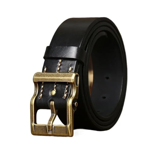 Ceinture cuir de vache noir homme 3,8 cm sangle boucle vintage pour jeans