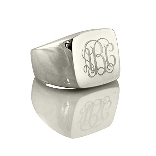 AILIN Custom Monogram Initial Ring 925 Sterling Silver 1,2,3 Letters Personalized Signet Statement Rings Wedding Birthday Party Jewelry Gifts For Men Women Mother Father2