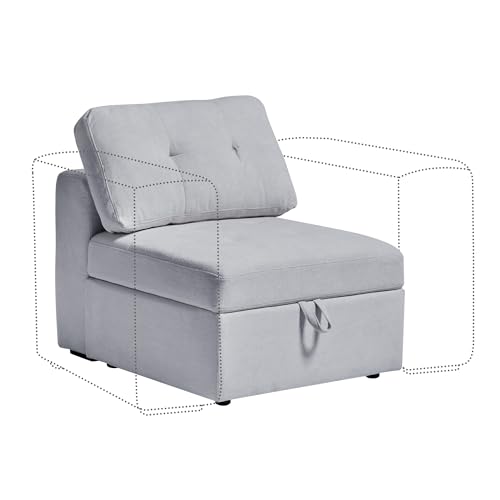 Image of QHITTY Middle Module Seat for Modular Sofa Sectional Couch with Storage Armless Sofa Chair, Grey