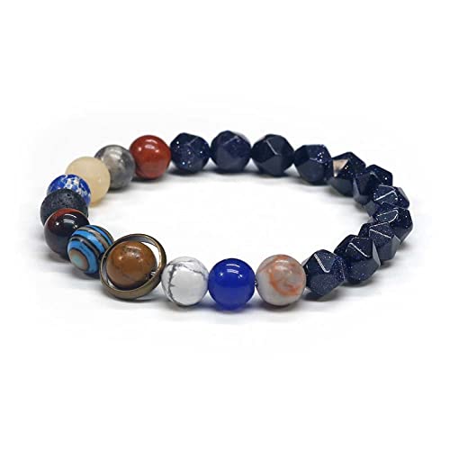 Bracelet univers système solaire de 8mm, pierres naturelles de coupe premium BS