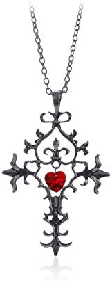 Charli Top Shop LtdCool present Red Sacred Heart Vintage Style Vampire Diaries Crystal Memorial Cross Necklace 9