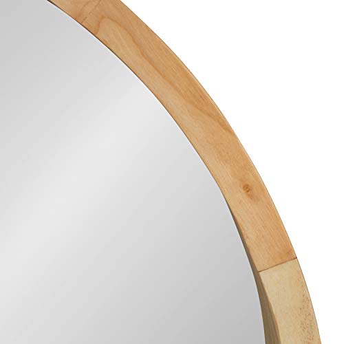 Kate And Laurel Hutton Round Decorative Modern Wood Frame Wall Mirror, 22 Inch Diameter, Natural Finish #TOP2
