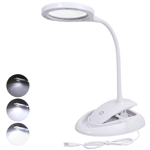 Tanice Lupa con Luz Lupa Manos Libres 5X 10X con 15 Luces LED Lámpara de Aumento con Brazo Giratorio Ajustable y USB Recargable Lupa de Bolsillo para Lectura Coser,Soldadura, Inspección,Mantenimiento