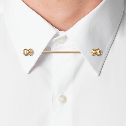 3pcs Collar Pins for Men, Brass Ball Collar Bars for Men Dress Shirts, Clasp Lapel Stick Brooch for Wedding & Business, Silver, Golden, Black2