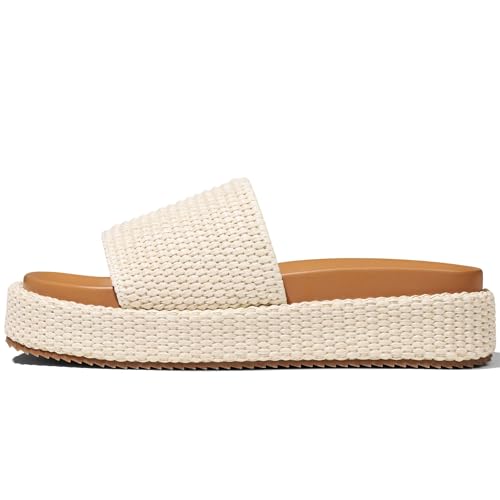 Raffia Platform Slides Women Espadrilles Slip On Dress Shoes Comfortable Summer Beach Resort Holiday Wear Sandals Beige