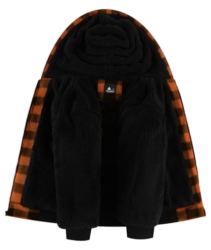 Image of V VALANCH Boys Flannel Jacket Hooded Fleece Lined Zip-up Hoodies Plaid Coat for Kids