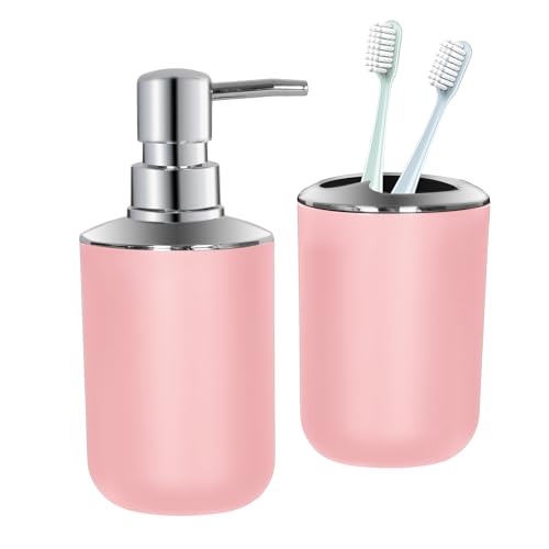 Ensemble de salle de bain rose : la solution rangement pour éliminer le désordre du lavabo