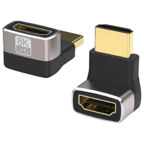 PCATEC 48Gbps 8K HDMI変換アダプタ 延長アダプタ ラップトップ カメラ プロジェクタ HDTV用 8K@60Hz 4K@120Hz テレビ HDR ノートパソコン PC カメラ用 オス-メス 縦L字 下向き HDMI to HDMI(8