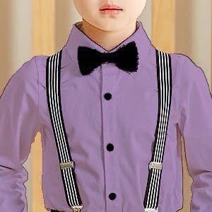 Image of SAGAR IMPEX Boys Cotton Blend Solid Full Sleeves Shirt and Pant Set with Suspender and Bow Tie | Clothing Set for Boys