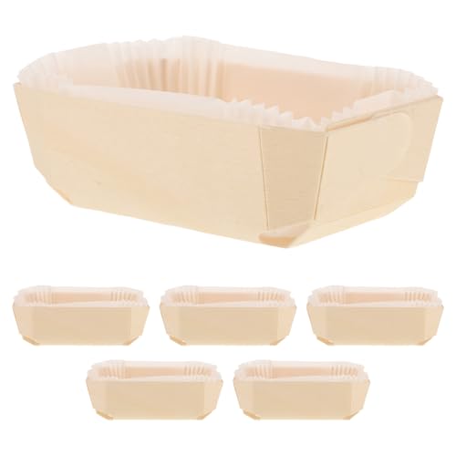 Angoily Set 6 Stampi per Plumcake in Carta e Supporto in Legno Teglie Usa e Getta per Cottura al Forno Porta Pane Piccolo Multifunzionale per Muffin Cupcake e Dolci per Panetterie e