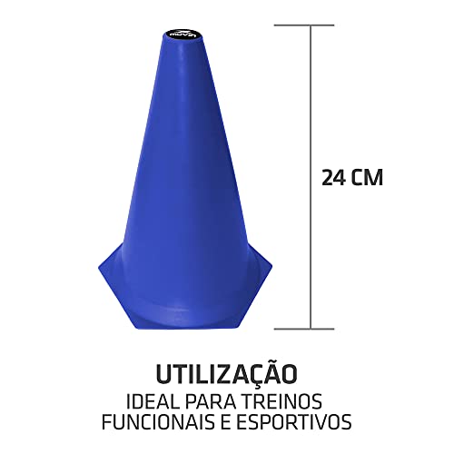Cone de Marcação de Plástico Muvin – 24cm – Kit com 12 - Treino Funcional – Agilidade – Treinamento