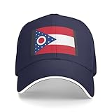 vghdad Ohio State Flag Print Unisex Casquette Baseball Cap, Adjustable Trucker Hat, Breathable Outdoor Sports Cap Navy Blue - Image 2