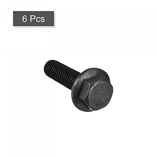 Image of uxcell Metric M10x35mm Hex Flange Bolts, 6pcs 10.9 Grade Carbon Steel Hexagon Head Screws