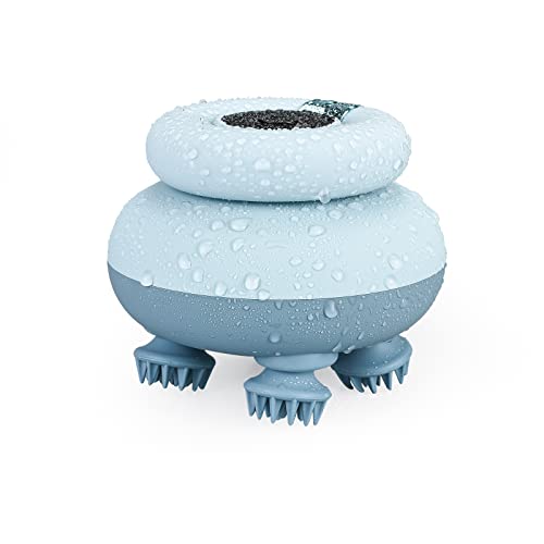 Homesnew Electric Scalp Massager, IPX7 Waterproof Hair Scalp Massager with Portable Non-Slip Round Silicone Grip Strength Handle for Hair Cleaning Head Scalp Massage (Blue)