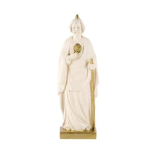 Figura San Giuda Tadeo Resina Dipinto a Mano e 20 cm crema oro