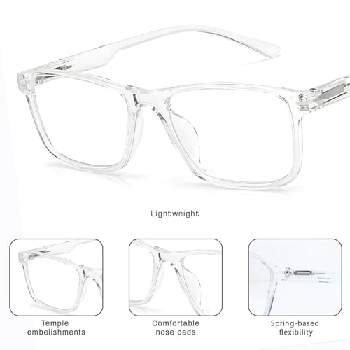 Image of UV Protection Glasses Blue Cut Blocking Harmful Rays Glasses for Men & Women Zero Power Computer Specs Eye Protection Lightweight Frame with Case & Cleaning Cloth