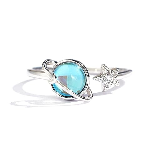 Rotatable Planet Ring for Daughter Anxiety Relief Spinner Fidget Rings Stress Fashion Star Moon Rings Unique Encouragement Gifts for Women Teen Girls Cubic Zirconia Promise Band Dainty Stacking