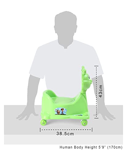 Image of Goyal's Rabbit Style Baby Potty Seat Cum Rider with Wheel and Removable Bowl for Kids (Green)