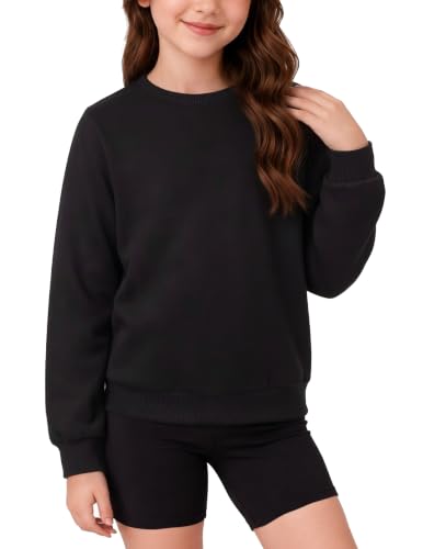 Image of Arshiner Girls Sweatshirt Cotton Basic Jumper for 11-12 Years Black