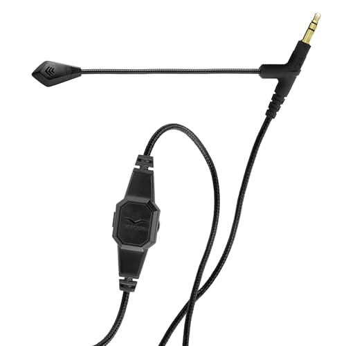 V-Moda Micrófono BoomPro | para Gaming y comunicación | con Cable - Jack de 3,5 mm | Boom Flexible | Controlador de Pinza con botón de Silencio y Rueda de Volumen | Negro