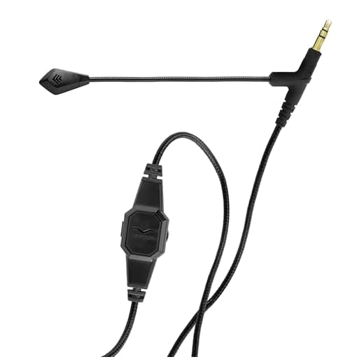 V-Moda Micrófono BoomPro | para Gaming y comunicación | con Cable - Jack de 3,5 mm | Boom Flexible | Controlador de Pinza con botón de Silencio y Rueda de Volumen | Negro