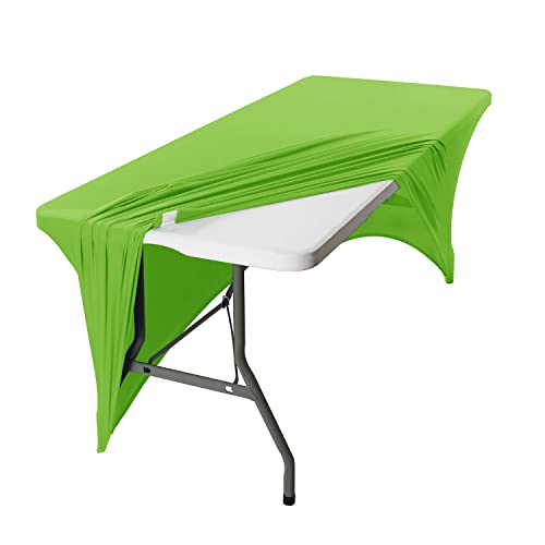 Image of Peomeise 6FT Spandex Table Cover Rectangular Stretch Spandex Tablecloth (Apple Green,6FT)