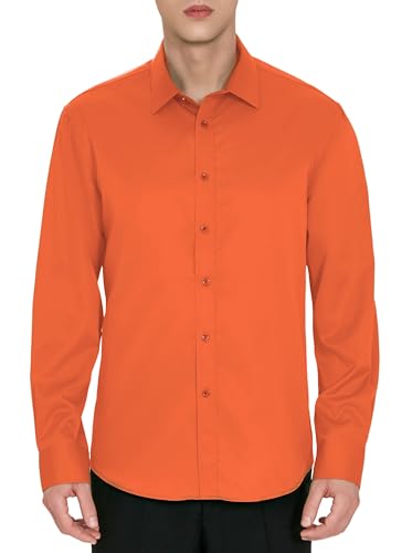 Men's Wrinkle-Free Dress Shirts Long Sleeve Button Down Shirt Regular Fit Casual Wedding Silky Sheen Looking Shirt