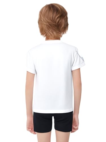 easyforever Boys 2-piece Sports Set Moisture-wicking Tracksuit Short Sleeve T-shirt And Shorts For Soccer Running White 6-7 Years2