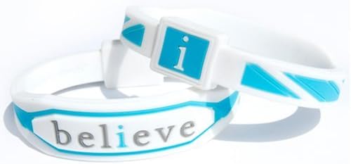 Believe Bracelet Silicone White & Blue (Medium 7.5 Inches)