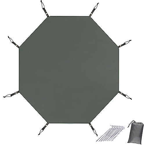 Farfly Waterproof Camping Tarp, Tent Footprint, Heavy Duty Ground Sheet Mat, Octagon Grey 151x137in