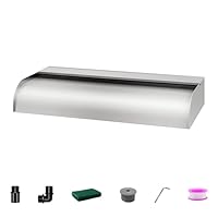 LONGRUNNEW Teich Wasserfallklingen Set, 60cm Edelstahl Poolfontäne mit Zubehör, Breite 31cm Auslauf Wasserspiel Wasserfallkaskade für Garten Patio Teichdekoration