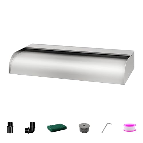 LONGRUNNEW Teich Wasserfallklingen Set, 60cm Edelstahl Poolfontäne mit Zubehör, Breite 31cm Auslauf Wasserspiel Wasserfallkaskade für Garten Patio Teichdekoration LONGRUNNEW Teich Wasserfallklingen Set, 60cm Edelstahl Poolfontäne mit Zubehör, Breite 31cm Auslauf Wasserspiel Wasserfallkaskade für Garten Patio Teichdekoration