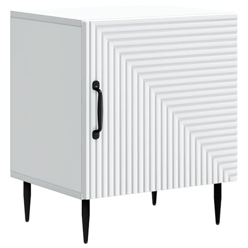Table de chevet blanche bois métal meuble d'appoint pour salon - 2