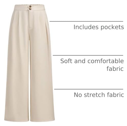 Image of OYOANGLE Girl's Pleated Wide Leg Pants Button Zipper Fly High Waisted Long Trousers with Pocket