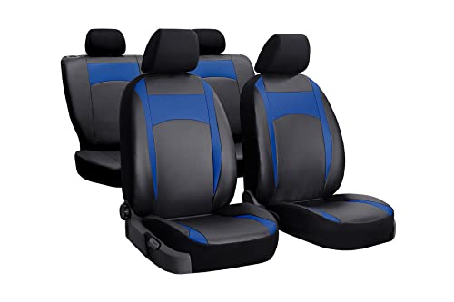 Housses de siège auto compatibles avec Ford Focus (Mk2, Mk3, Mk4) - Design cuir bleu D